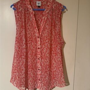 CAbi Coral Floral Button-Up Blouse